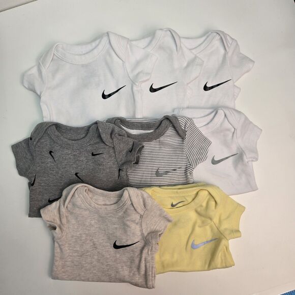 Nike Other - Nike Baby Bodysuit Lot 8pc Newborn Swoosh One-Piece Short Sleeve Bundle